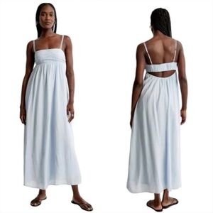 Abercrombie & Fitch White Crinkle Texture Maxi Dress Bridal Shower Honeymoon